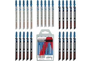 AIKENSAI 30-Piece T101B T144D T111C T118A Jigsaw Blades T Shank for Wood Plastic Metal Assorted Jig Saw Blade Set Compatible 