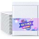 Metronic Bubble Mailer 10x13" White 40 Pack, Poly Padded Envelopes Waterproof Shipping Bags for Clothing, Self Seal Cushioning Mailers for Shipping Books, Jewelry, Makeup Supplies
