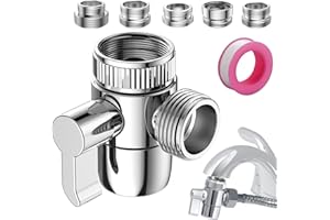 Roscid Faucet Diverter Valve with Aerator, 3-Way Diverter Valve for Hand Held Shower, Sink Faucet Splitter for Kitchen and Bathroom, with M22/M24/M26/F28/G1/2" Adapters