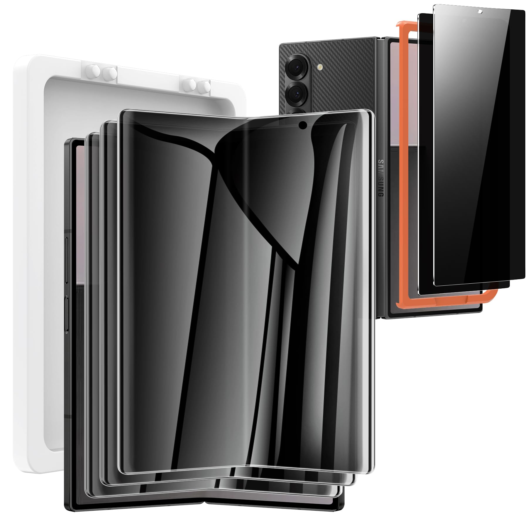 sorlnern for Samsung Galaxy Z Fold 7 Privacy Screen Protector, 3 Pack Inner TPU Anti-Spy Film + 2 Pack Front Privacy Glass Screen Protector, Anti-Scratch, No Bubbles