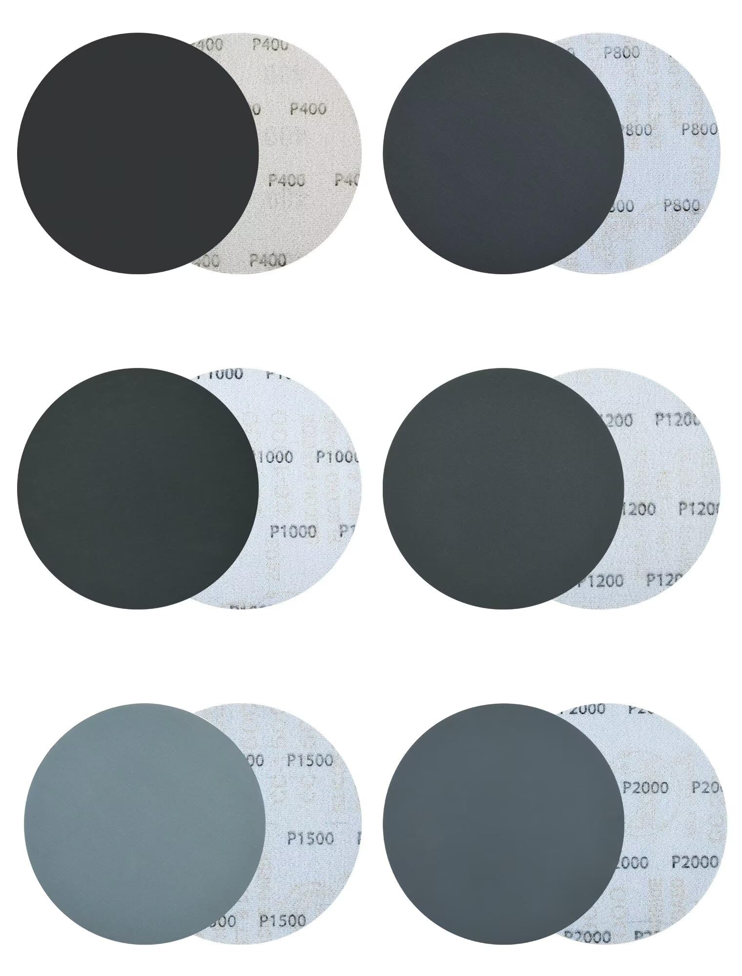 150mm Wet & Dry Sanding Discs 400/800/1000/1200/1500/2000 Grit Sander Paper, 60Pcs 6 Inch Hook & Loop Sandpaper for Automotive Polishing, Metal Restoration, Glass & Ceramic Finishing