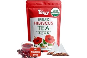 Tozzy Organic Hibiscus Tea - 100 Bags | Plant-based, Pyramid Tea Bags | Pure Ingredient | Eco-Conscious
