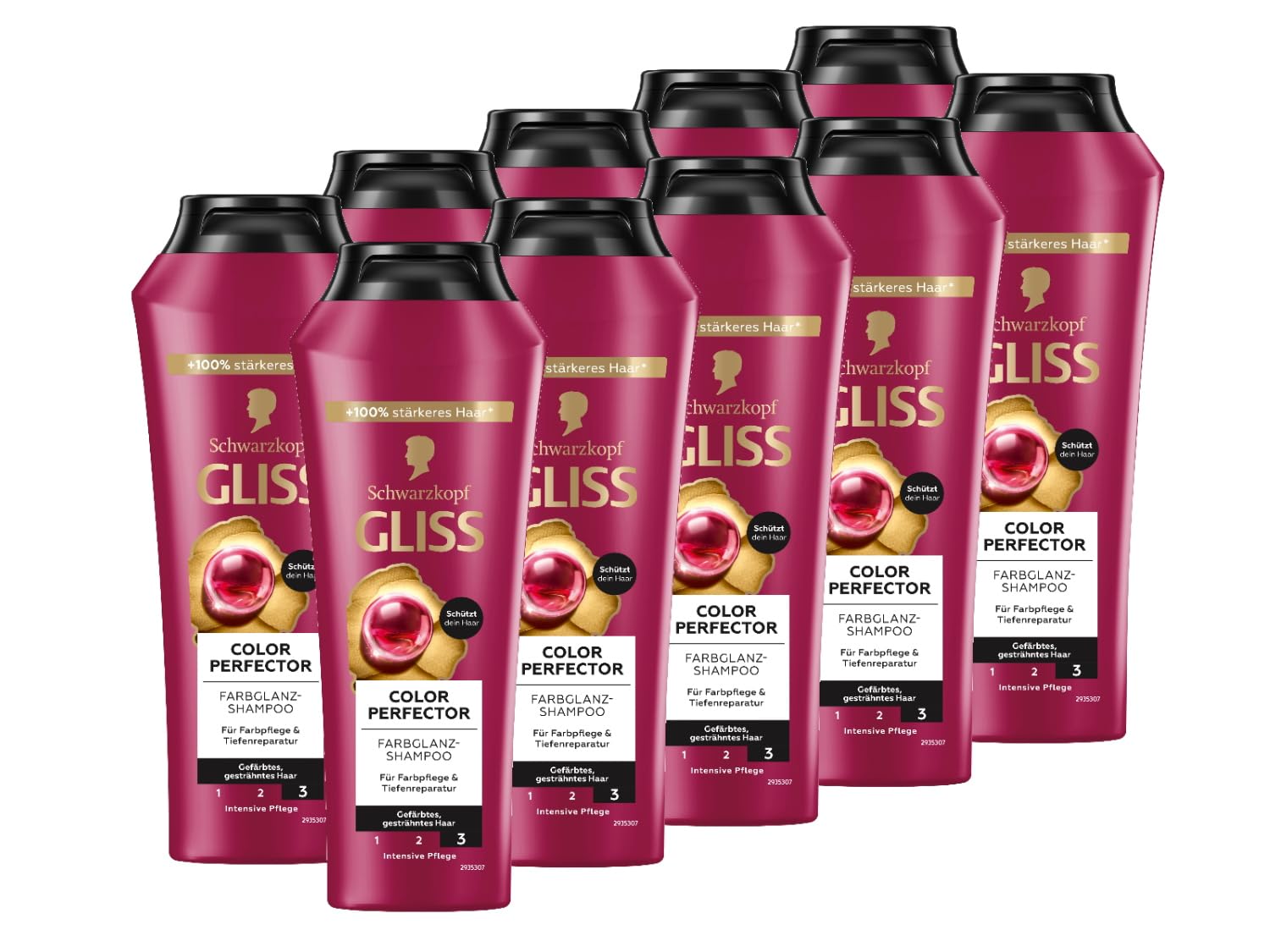 Gliss Kur Gliss Colour Perfector Shampoo (10 x 250 ml), Hair Shampoo with Hyaluronic Complex and Cranberry Extract, Colour Shampoo for Coloured, Highlighted and Coloured Hair