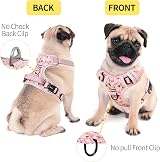 HEELE Dog Harness No Pull Front Back Clips Floral Pink XS view 3