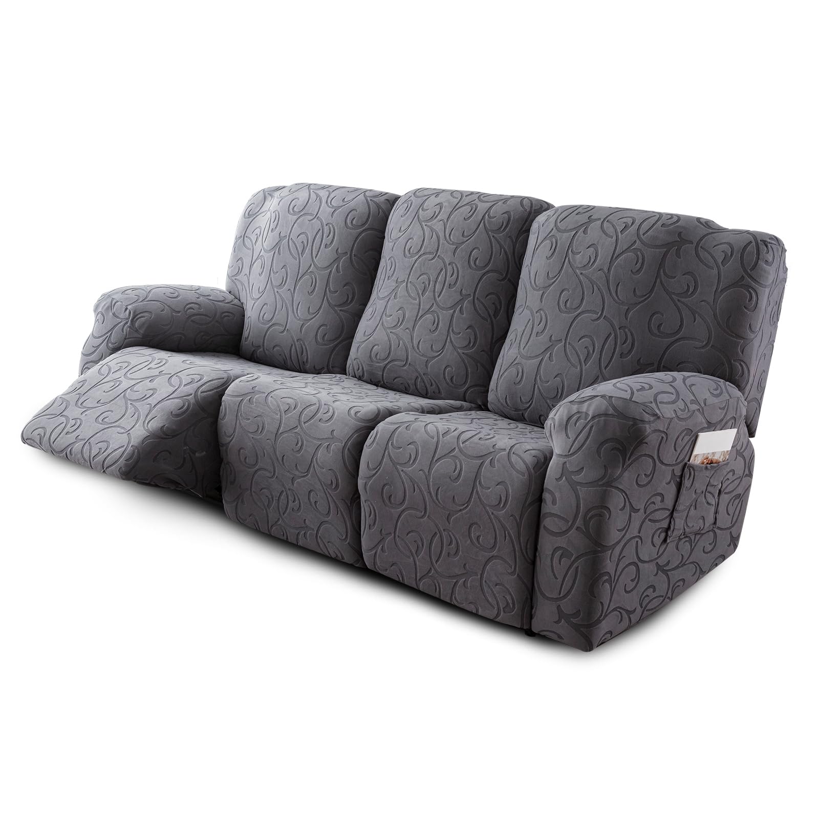 Photo 1 of YUEANG Recliner Sofa Covers Sectional Couch Cover for Reclining Couch 3 Seat, 5-Pieces 3 Cushion Sofa Stretch Recliner Sofa Slipcover, Soft Jacquard Furniture Dog Couch Cover Protector