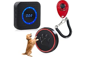 HUWOO Dog Door Bell Smart Doggy Doorbell for Potty Training/Go Outside/Housebreaking 1 Waterproof Touch Buttons 1 Number Display Receiver
