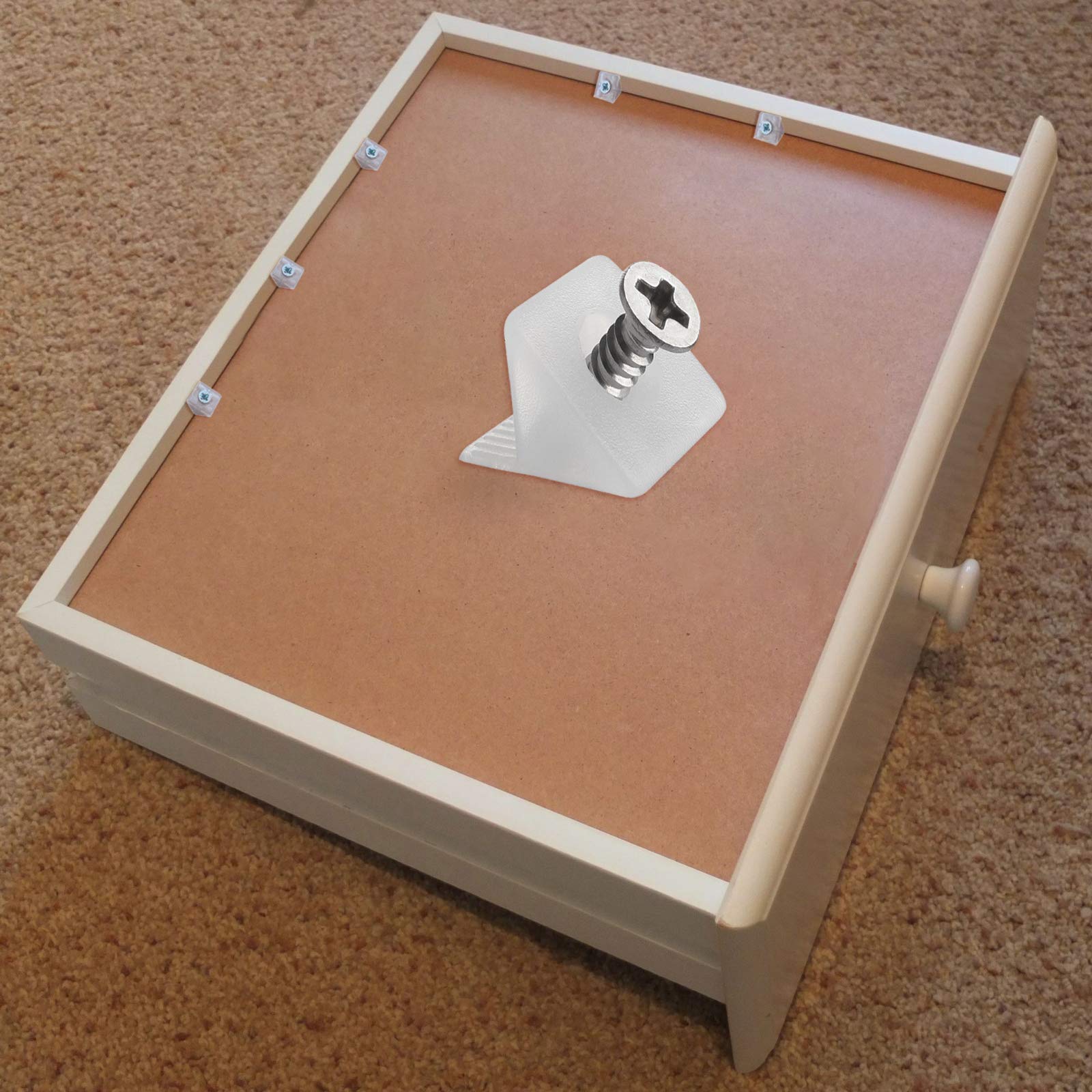 Vandicka 100Pcs Drawer Bottom Sagging Repair Fix Mend Wedges (Plastic) with Screws - Drawer Base Support Reinforcement