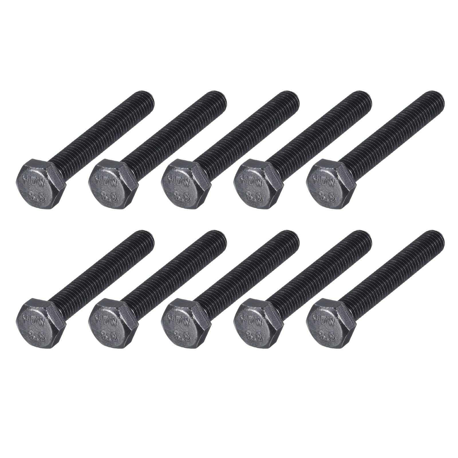 METALLIXITY Hex Bolts (M8-1.25x55mm) 10Pcs, 8.8 Grade Carbon Steel Fully Threaded Black Oxide, Coarse Thread UNC Hex Head Screw Bolt - for Furniture Repair — image 1
