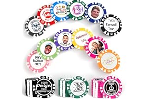 CykTxei 14Pcs Poker Chips, 14 Gram Custom Clay Poker Chips for Texas Hold 'em,Customized Tokens for Casino Party, Bar, Busine