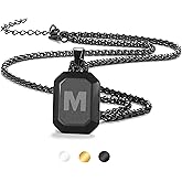 Bellino Easter Basket Stuffers - Initial A-Z Letter Necklace for Men Boys Kids Teen, Stainless Steel American Flag Dog Tag Pendent Chain Jewelry Christmas Gifts for Men Kids Teens - 24Inches