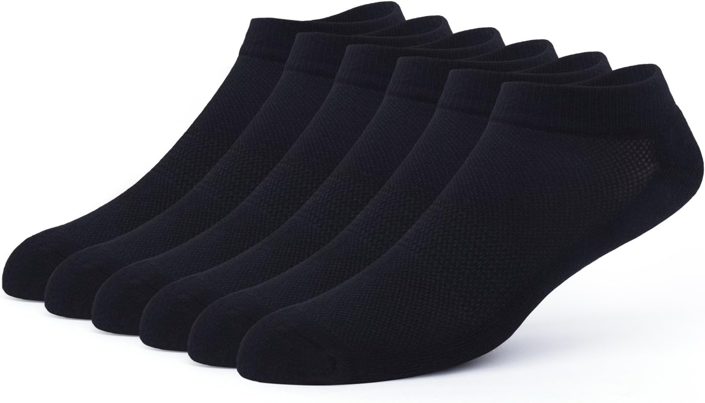 Men's Running Low Cut Socks Performance Comfort Athletic Cushion Tab Sock For Men (6 Pairs)