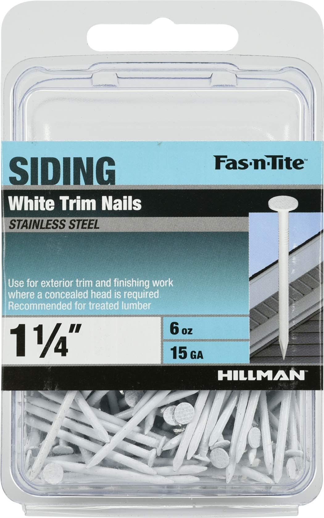 HILLMAN FASTENERS 461819 White Painted Stainless Steel Trim Nails, 6 oz/1.25 x 15, Silver - Image 4