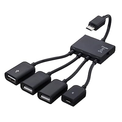 Tanbin 4 in 1 Micro USB HUB Adaptor with Power Powered,Charging Charge OTG Host Cable Cord Adapter Connector for Android Smart Phone Tablet Samsung Galaxy S3 S4 S5 Note 2 3 4 Edge HTC One M7 M8 Desire
