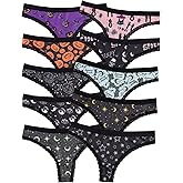 Morvia Variety of Panties Thongs Sexy Cute Chic Gothic Contrast Lace Halloween Skulls Stars Inspired Print Random Underwear