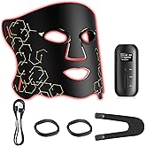LED Light Therapy Mask (E106A) for Face, 850NM Near-Infrared Portable Rechargeable Red Light Therapy Mask for Wrinkles Reduction & Acne, Soft Silicone Red Light Therapy with Timer for Home & Travel