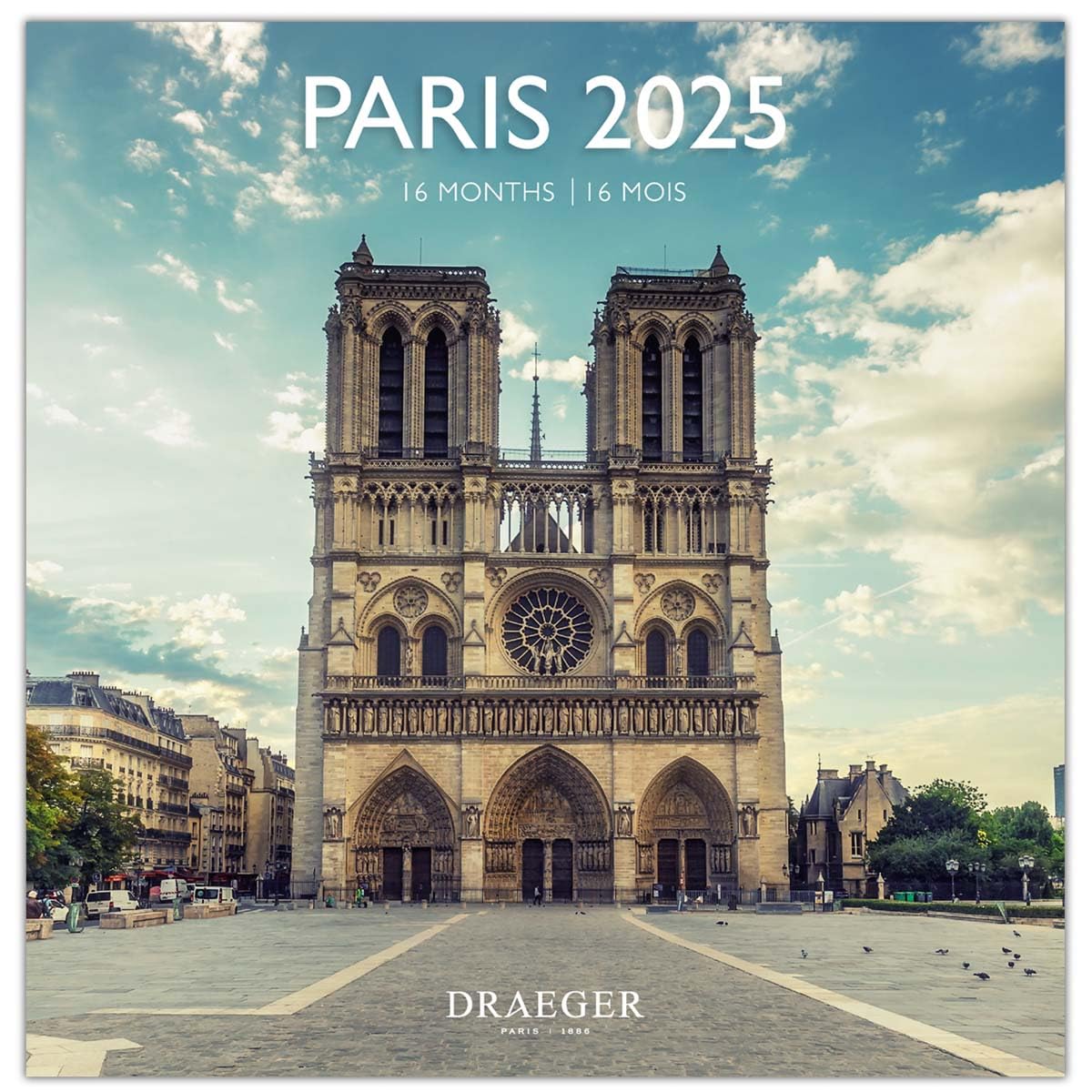 DRAEGER PARIS 1886 - Large Wall Calendar 2025-29x29cm - 12 Photos - September 2024-December 2025-7 Languages - Ecological Design - FSC Paper - Various themes: Paris, Animals, Artistic