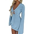 ANRABESS Womens Swimsuit Crochet Swim Cover Up Summer Bathing Suit Swimwear Hollow Out Mesh Knit Beach Dress Vacation Outfits