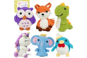 Utook Crochet Kit for Beginners，6 Cute Animals Crochet Kits with Yarn, Crochet Hooks & Accessories | Beginner-Friendly Video Tutorials | Great for Adults & Kids Learning to Crochet