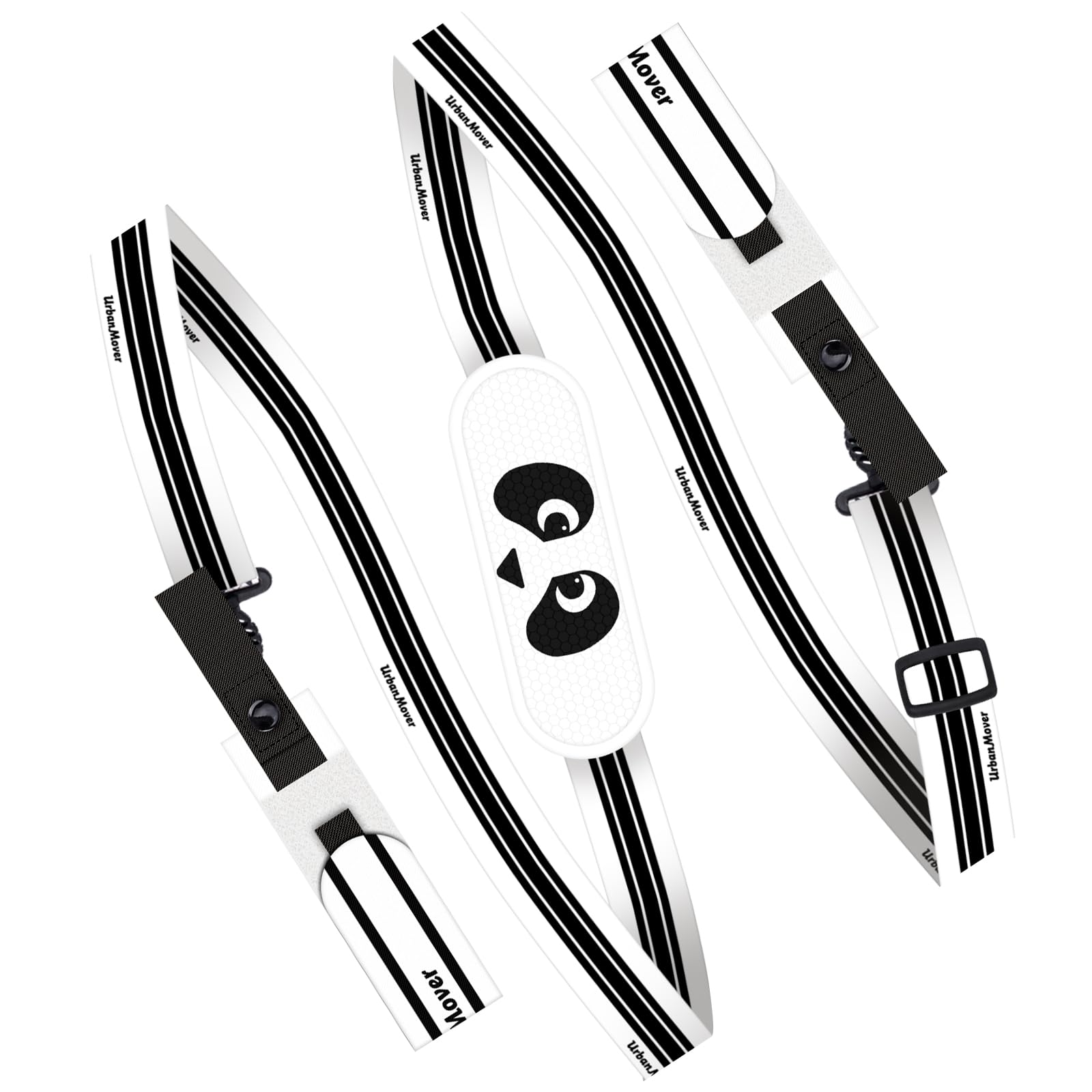 UrbanMover Ski Carrying Strap Adjustable Pole Carrier Shoulder Sling with Cushioned Holder Protects from Scratches Easy Transport Ski Accessory with Panda Pattern Great for Families (Black Panda)