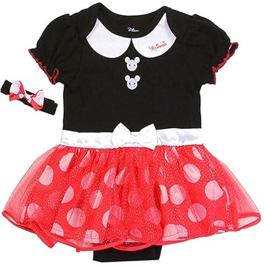 Disney Minnie Mouse Baby Kleid Mädchen Tutu Kleid inkl. Haarband Gr. 56,62,68