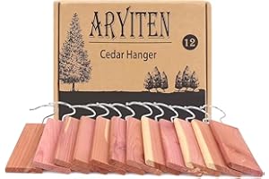 Aryiten Cedar Blocks for Clothes Storage, Aromatic Cedar Wood Planks for Closets and Drawers Freshener, Cedarwood Hangers with Hook, 12 Pack