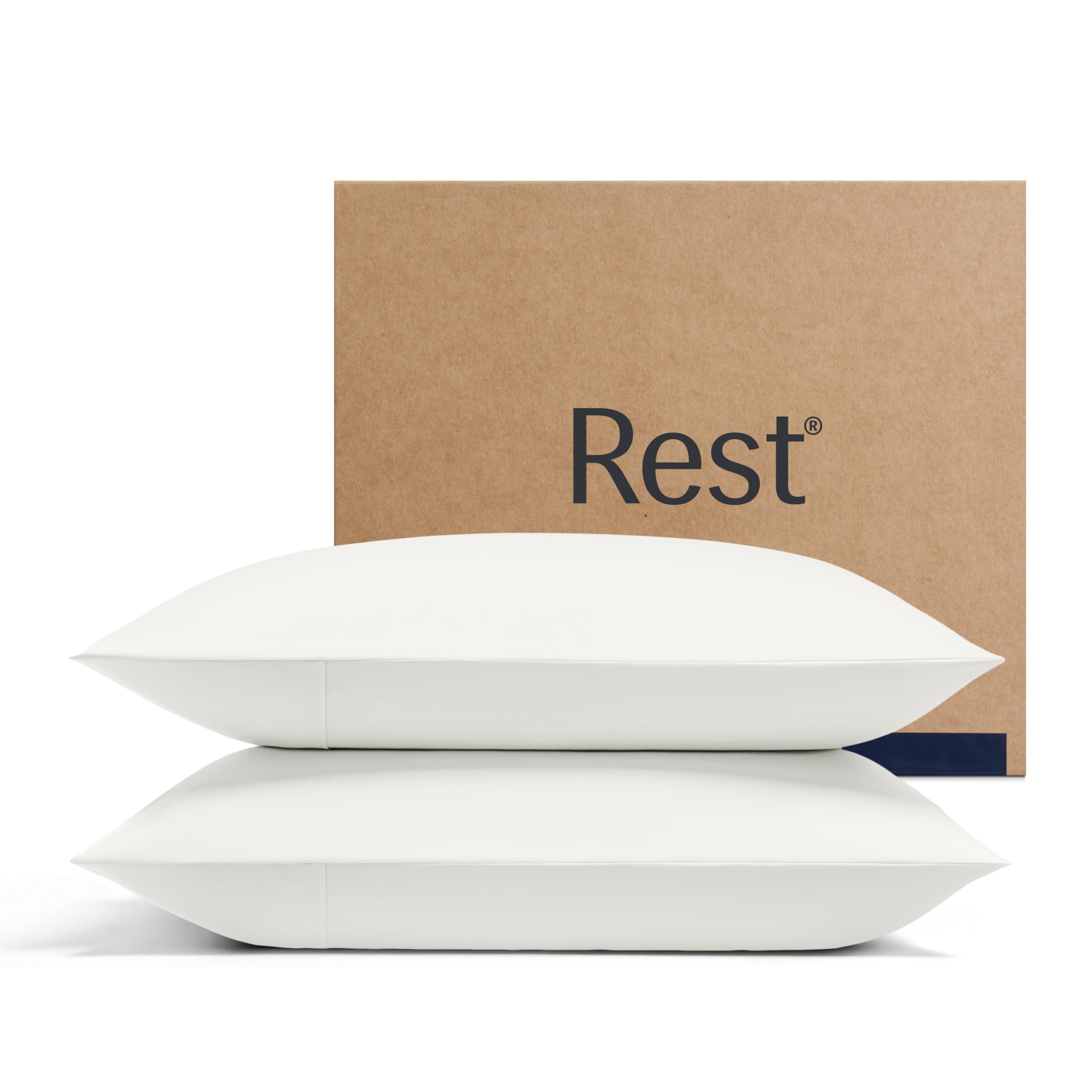 rest evercool+cooling pillowcases standard size 2pcs for hot sleepers & night sweats, silver-infused fabric for hygienic sleep, sensitive skin, silky smooth for curly hair, (19x35 inches)