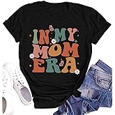 in My Mom Era Shirt for Women Retro Butterfly Graphic Print Mom Life Funny Letter Print Casual Tee