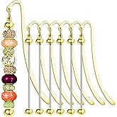 6Pcs Beadable Bookmarks DIY Metal Blank Beaded Bar, Beading Bookmark Bars Bulk for Beads for Book Lovers Student Teacher Office Supplies Craft Jewelry Pendant Charm Gift Birthday Present Gold