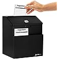 Adir Wall Mountable Steel Suggestion Box with Lock - Donation Box - Collection Box - Ballot Box - Key Drop Box - Safe Storage
