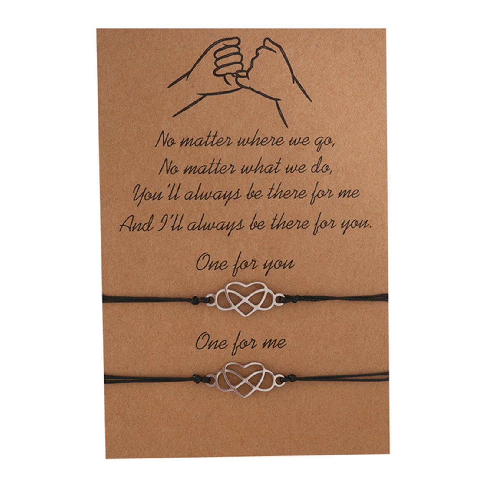 HMOOY 2-Piece Pinky Promise Bracelets Boho Sunflower Bracelet Friendship Couple Distance Matching Graduation Beach Bracelet Gift for Girlfriend Boyfriend Girls Women Men (Infinity Heart)