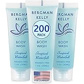 BERGMAN KELLY Travel Size Body Wash (1 fl oz, 200 PK, Tropical Waterfall), Delight Your Guests with an Invigorating and Refreshing Hotel Body Wash, Mini and Small Size Guest Hotel Toiletries in Bulk