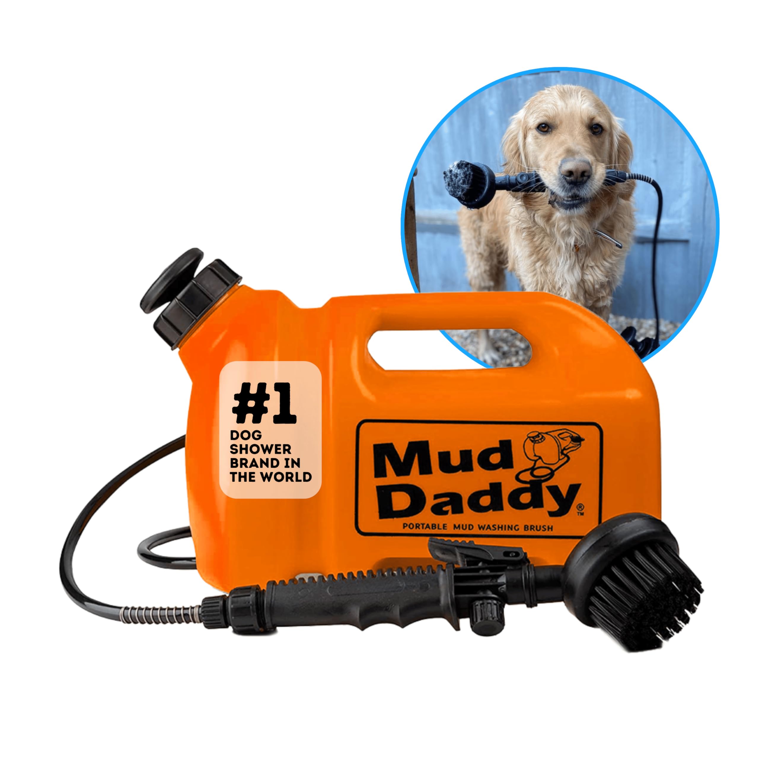 Mud Daddy – Portable Pet Washer, Multipurpose Washing Device, Muddy Walks, Pet Cleaning, Grooming Perfect for Dogs, Horses, Bikes, Shoes, Camping and More – 5 Litre – Orange