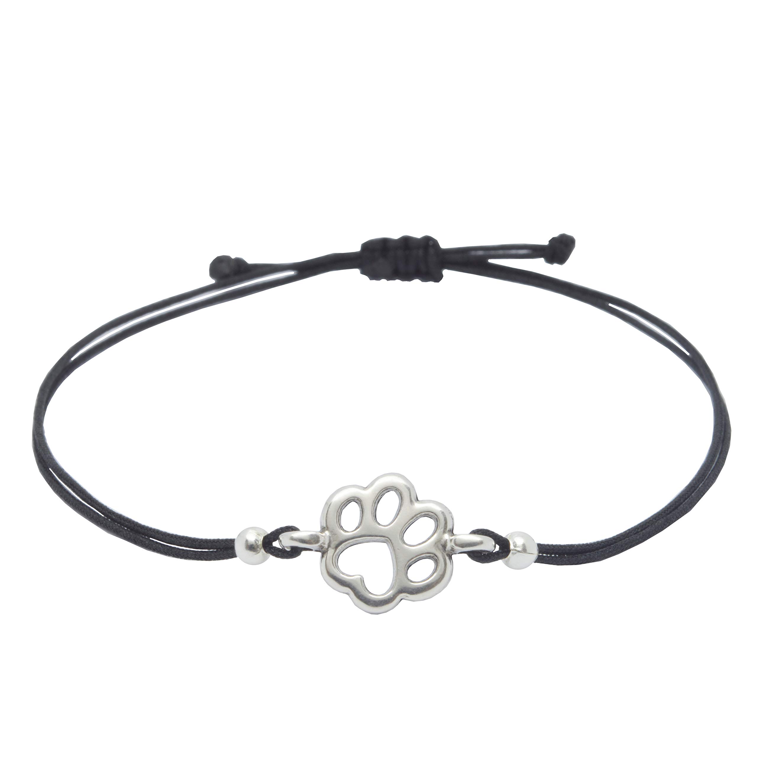 SelfmadeJewelry Paw Bracelet, Silver / Black, Handmade & Adjustable Bracelet