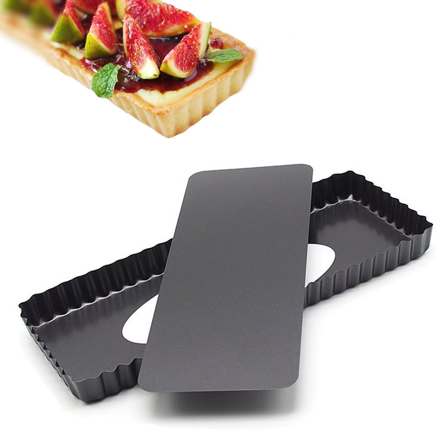 14.4 Inches Removable Loose Bottom Non-Stick Rectangle Tart Pan - 14.4" x 5.9" x 1.2"