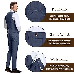 High-End Suits Men Suits Navy Blue Linen Blazer