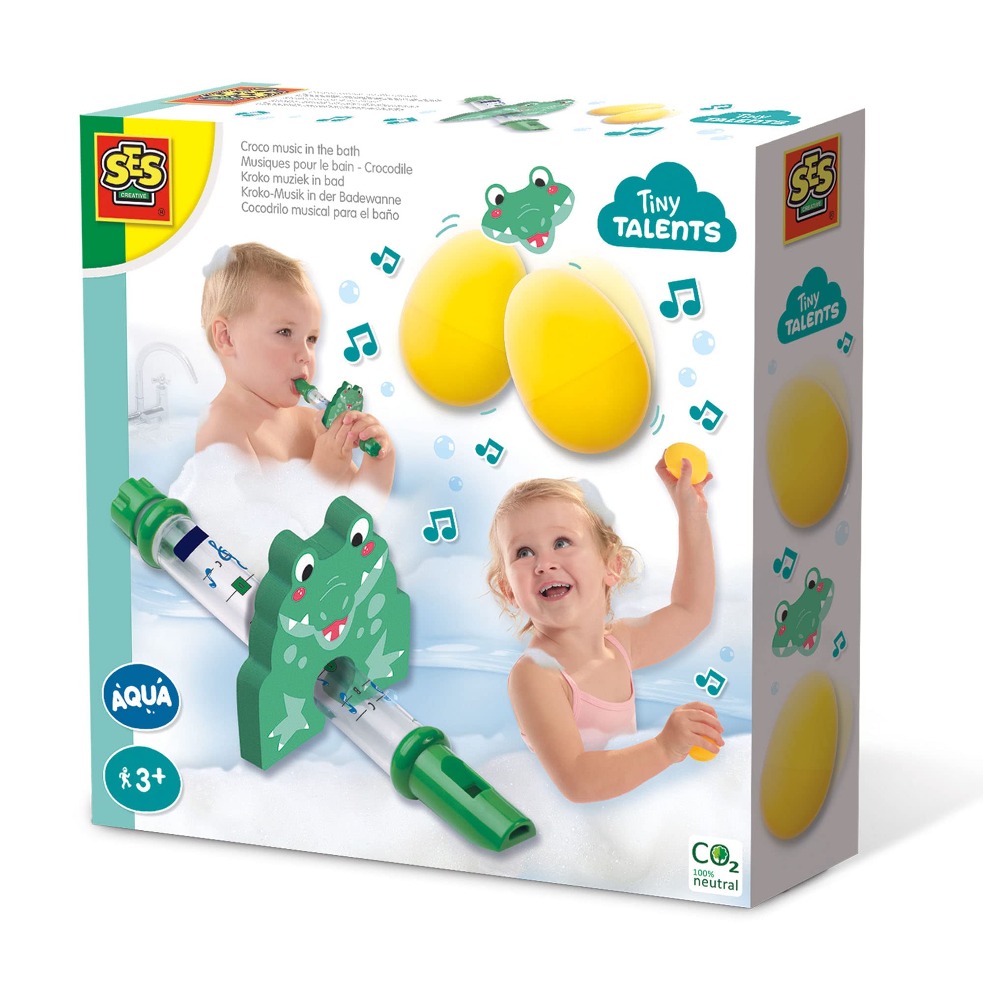 SES Creative 13059 Croco music in the bath - Water flute can be filled with water; Water level changes the pitch of the flute; Age 3+