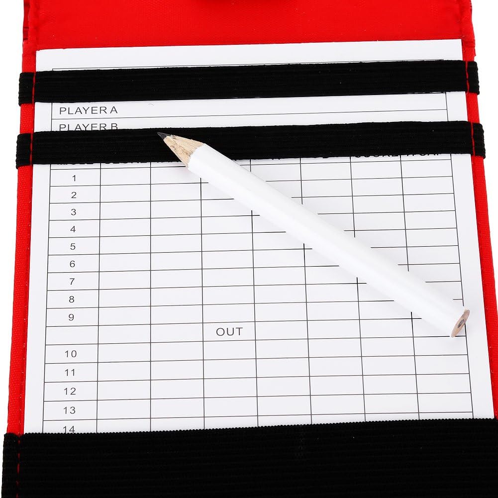 Leather Golf Scorecard Holder, Golf Score Counter Keeper Card Holder (Red), Red, Silver, Black, 18 x 11cm / 7 x 4.3inch - Image 4