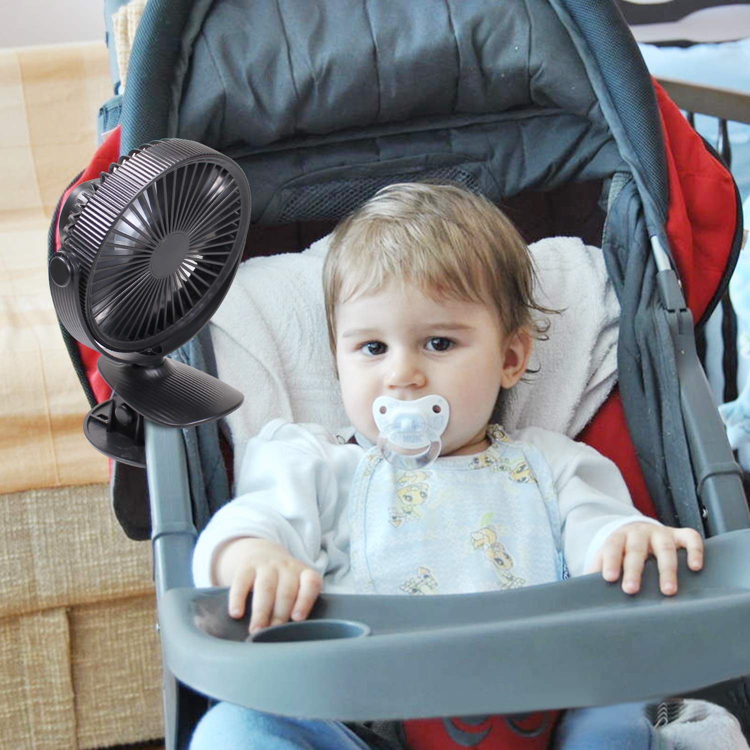 LATITOP Clip Desk Fan Mini Desk Fan Portable Rechargeable Battery or USB, Small Personal Fan for Baby Stroller Car Laptop Table Camping Outdoors Home Office