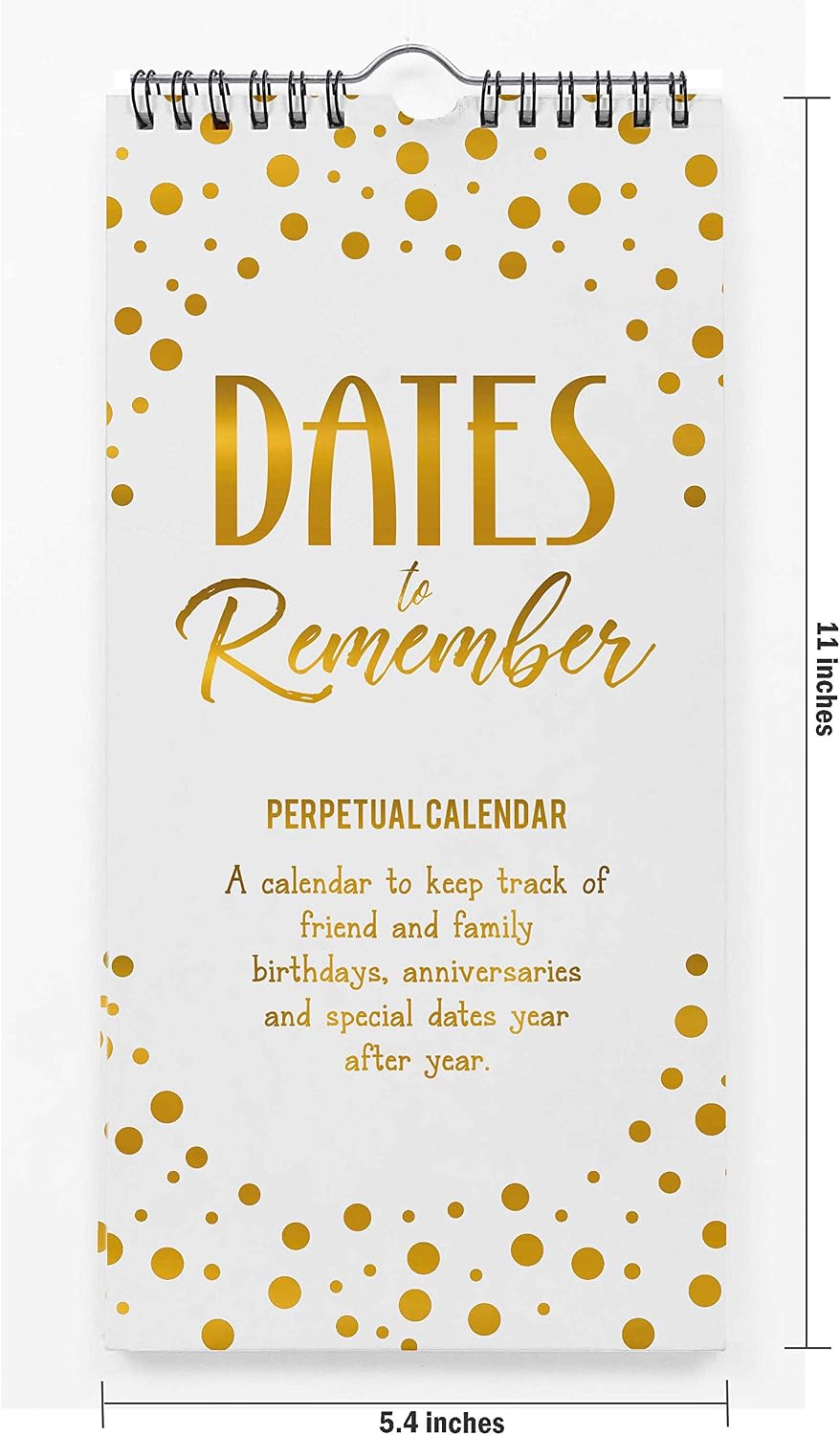 Inkdotpot Gold Confetti Perpetual Calendar Birthday Wall Hanging Anniversary Special Event Reminder Gold Foil Print Calendar Book Journal Stationary Wall Hanging Birthday Gift Card Planner Organizer - Image 4