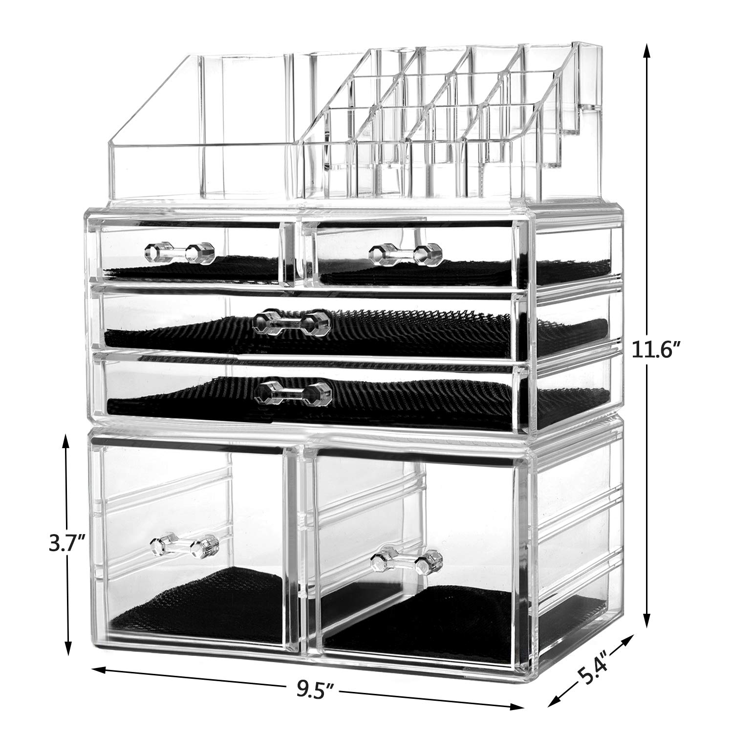 hblife Makeup Organizer 3 Pieces Acrylic Cosmetic Storage Drawers and Jewelry Display Box, Clear: Beauty