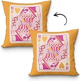 uinwk Queen of Hearts Pillow Covers 18x18, Pink and Orange Trendy Preppy Pillow Covers for Room Couch Bed Sofafa，Gift for Girl，