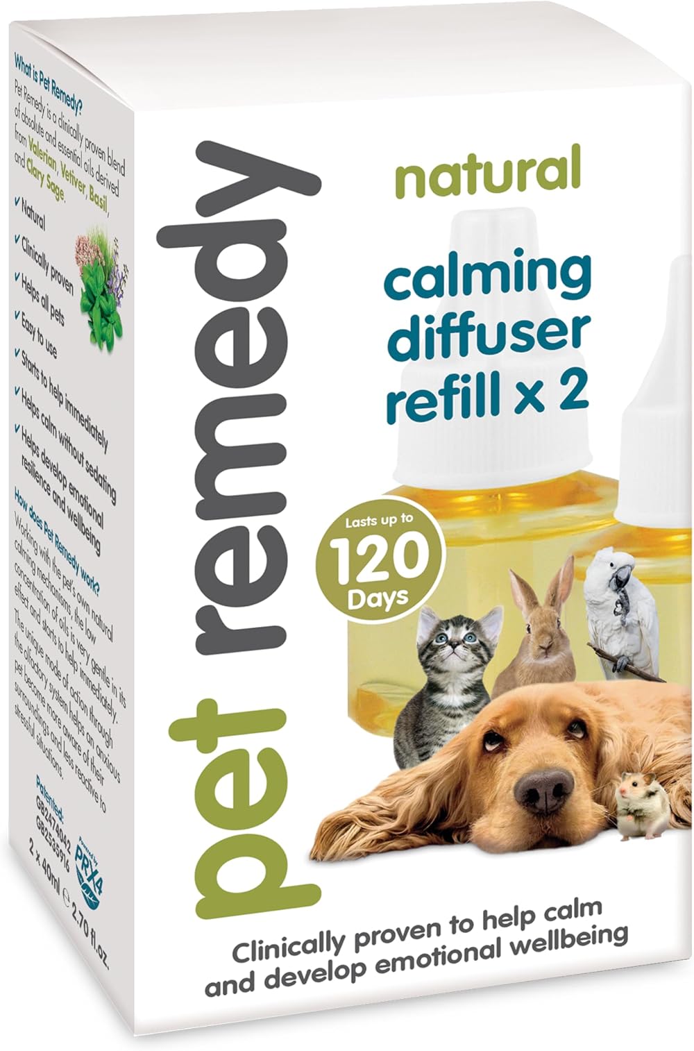 Pet Remedy REFILL Nautual Calming Plug Diffuser 2x40ml 4 Month Supply