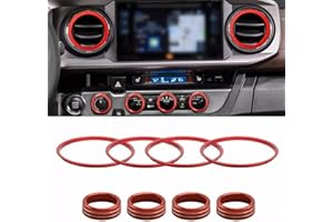 AuTK AC knob Cover Trims and AC Vent Inner Rings for Toyota Tacoma Accessories 2016-2023 Interior Air Conditioner Vent Ring Cover Trims Air Conditioner Knob Rings 8pcs-Set (Red)
