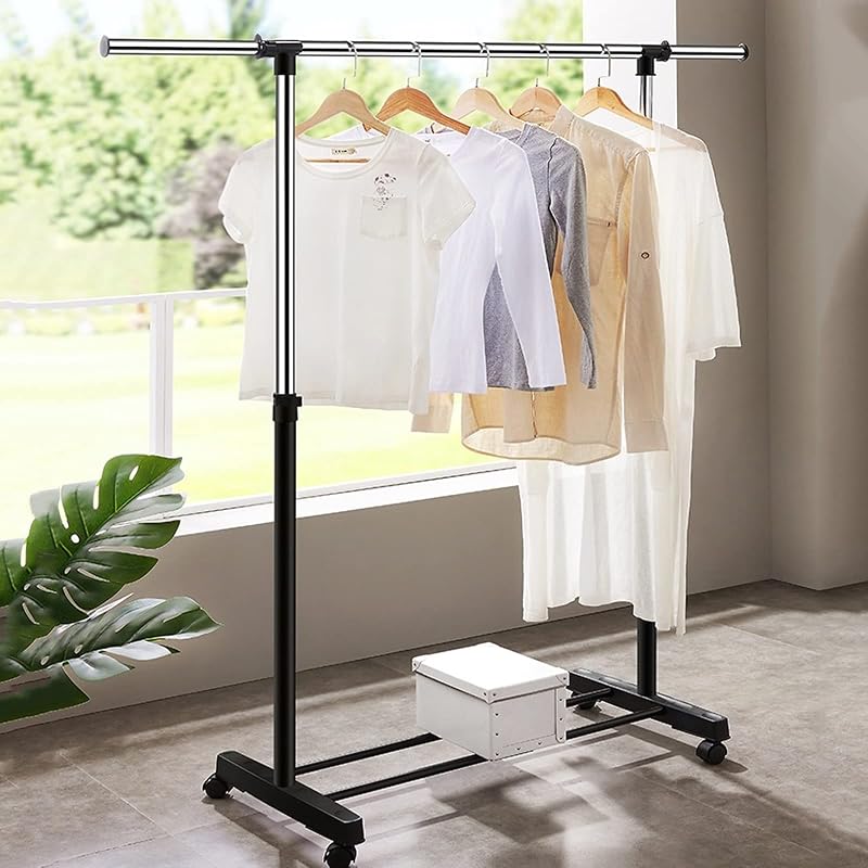 Vivo Technologies Adjustable Mobile Tidy Clothes Rail Rack with Castors
