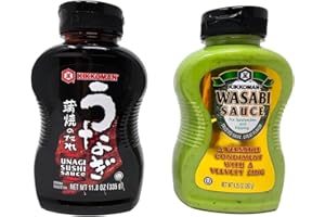 YCNO KOMBOFAN Japanese Sweet Unagi Sushi Sauce & Spicy Wasabi Sauce Sandwiches, Dipping (Variety 2 packs: 11.8oz, 9.25oz)