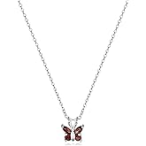 Amazon Essentials Sterling Silver Gemstone Butterfly Pendant Necklace, 18"