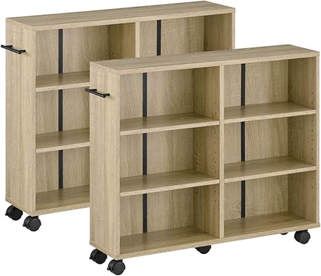 Amazon ぼん家具 本棚 キャスター付き 2台セット 隙間収納 木製 取っ手付き 収納カート 押し入れ収納 幅cm オーク 本棚 オンライン通販 Amazon ぼん家具 本棚 キャスター付き 2台セット 隙間収納 木製 取っ手付き 収納カート 押し入れ収納 幅cm オーク 本棚 オンライン通販