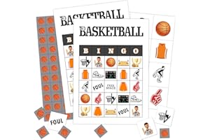 Qssfdgg Basketball Bingo Cards, 24 Player Basketball Party Bingo Game for Family Adult, Sport Party Favor, Large Group Party Celebration Activity -09