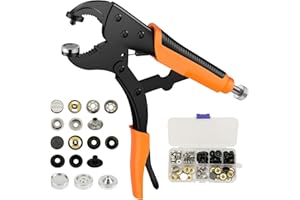 Mostantu Heavy Duty Snap Fastener Tool Adjustable Snap Setter Tool with 20 Sets 15mm Black, Silver Metal Snaps for Boat Cover