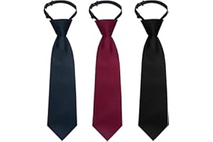 Sucrain 3pcs Boy's Necktie Pre-tied Adjustable Neck Strap Tie for Wedding Graduation School Uniforms